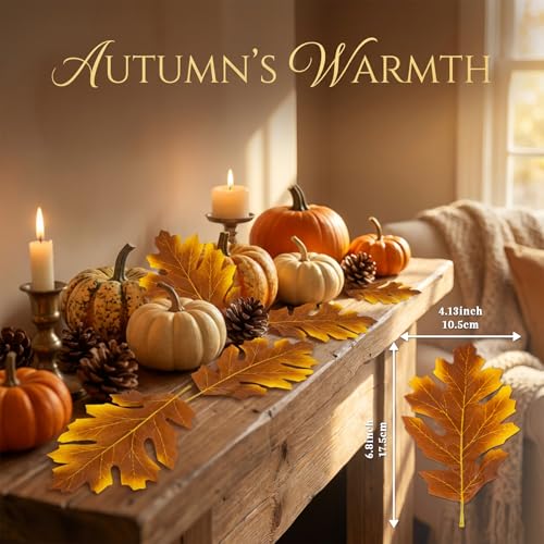 40PCS Artificial Fall Maple Leaves - Vibrant Thanksgiving Decor