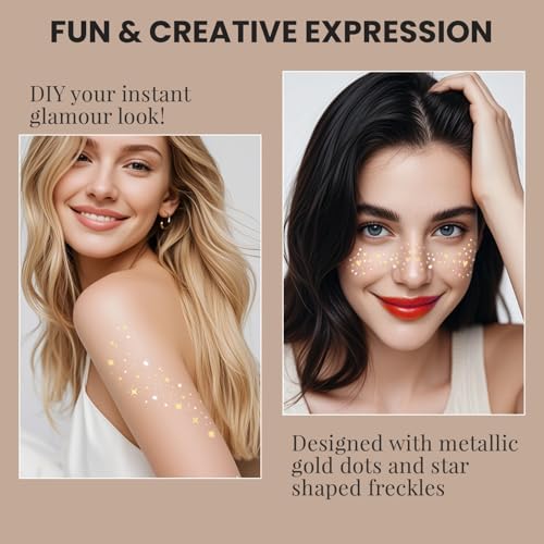 Glitter Freckles Face Tattoo Waterproof Sparkle Makeup Patches 6Pcs