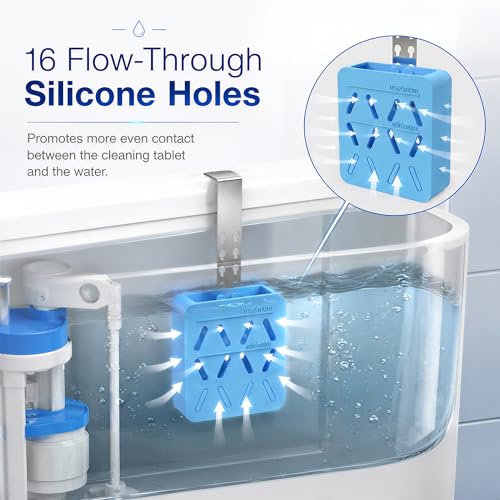 BrainKer Adjustable Toilet Tank Tablet Holder - Silicone Caddy - Blue