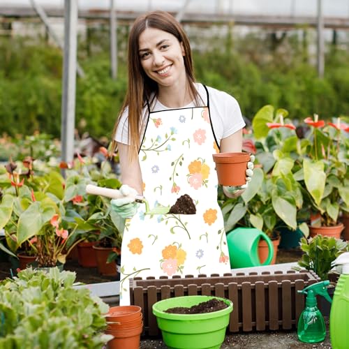 Lucleag Hello Spring Floral Kitchen Apron for Men and Women