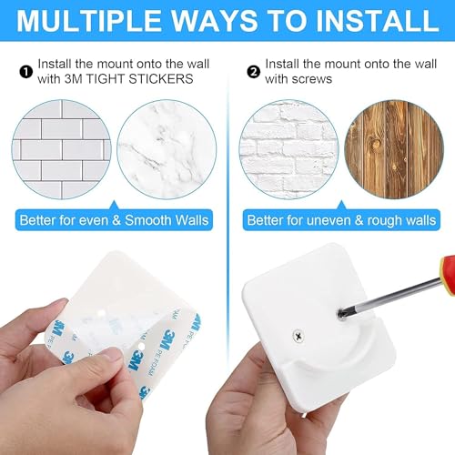 ICERO Shower Curtain Rod Holders - No Drill, Strong Adhesive, 2 Pack