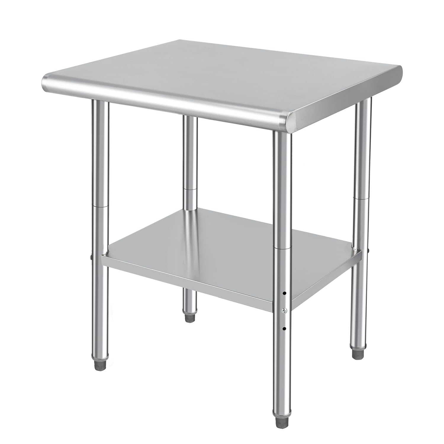 GarveeTech Stainless Steel Food Prep Table, 24 x 30 in NSF Commercial Kitchen Metal Table with Adjustable Lower Shelf and Plastic Feet, Steel Work Prep Table for Restaurant Home Hotel