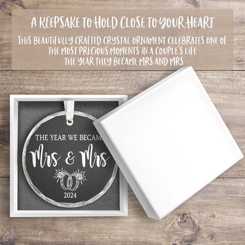 Mrs and Mrs 2024 Crystal Ornament – Elegant Wedding Gift