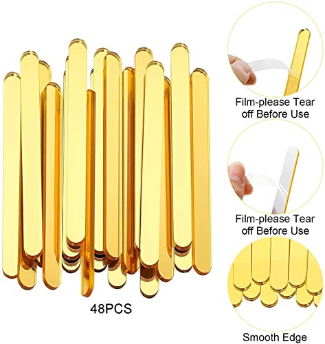 50PCS Gold Acrylic Popsicle Sticks Reusable Cake Pop Sticks for DIY Treats