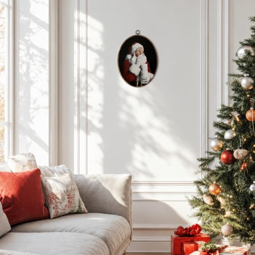 Funny Christmas Santa Bathroom Oval Wall Art - Santa Bathroom Variation