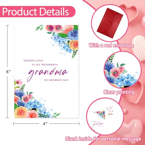 Floral Mother's Day Card for Grandma with Envelope from Grandkids