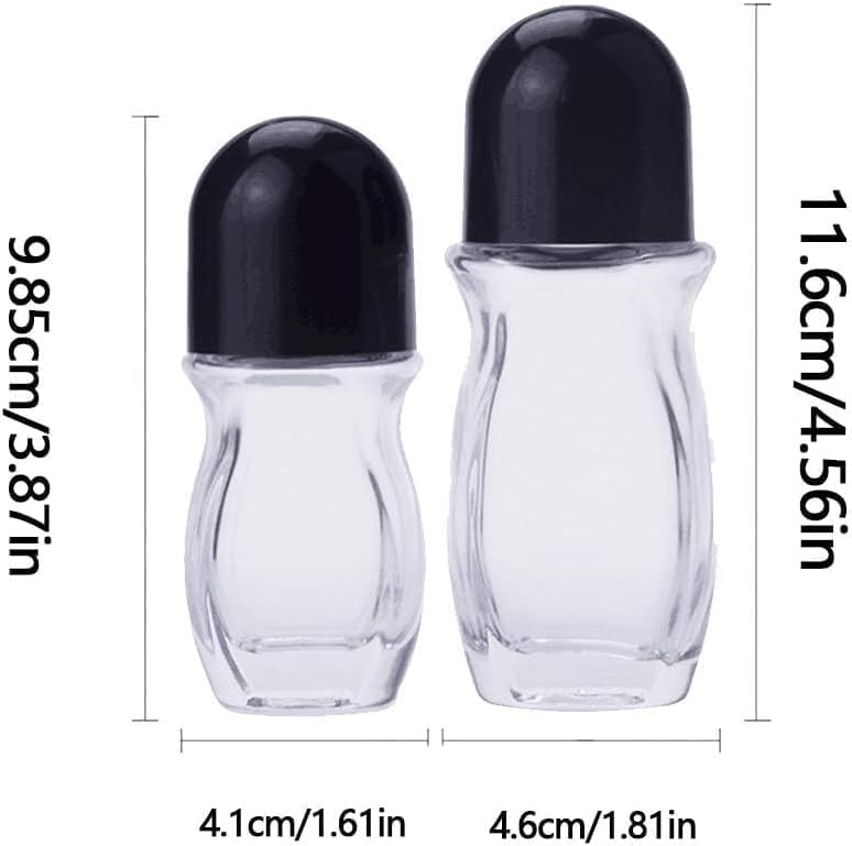 Clear Glass Roller Bottles 10ml with Plastic Ball - 2 Pack Refillable Travel Containers for Essential Oils and Perfumes