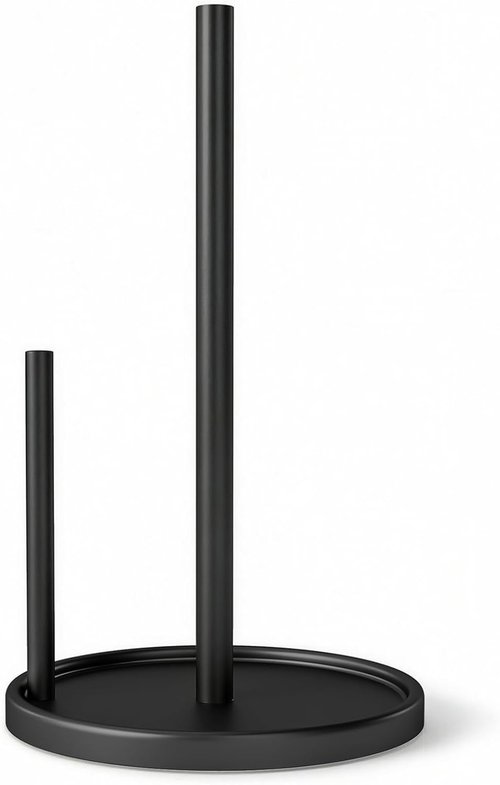 Jesginboo Paper Towel Holder - Stylish Black Countertop Design with Weighted Base for Stability