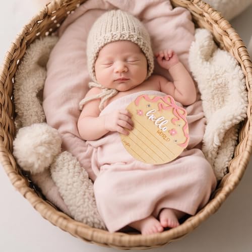 Hello World Newborn Name Sign - Wooden Birth Announcement Board