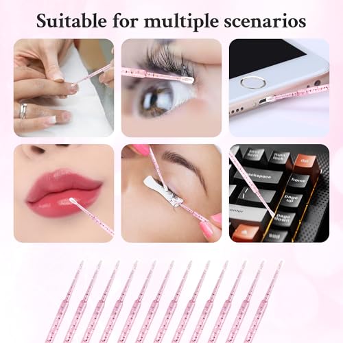 KIUSOWAYD Micro Applicator Brushes - 300 Pcs Crystal Pink Disposable Swabs