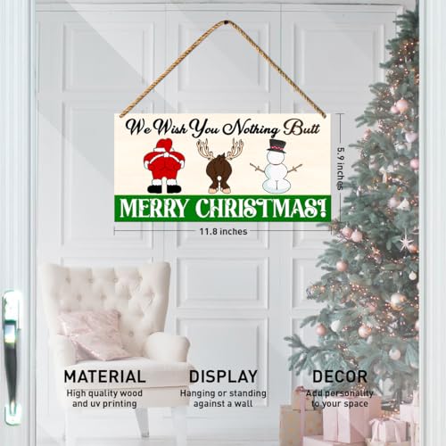 Christmas Bathroom Wall Decor Sign - Funny Holiday Restroom Hanging Sign