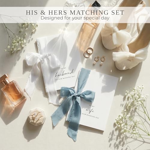 Elegant Wedding Vow Books Set - His & Hers with Ribbons
