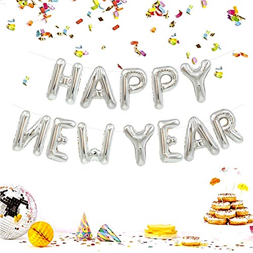 TONIFUL Happy New Year Balloons - 16 Inch Mylar Foil Banner for 2025