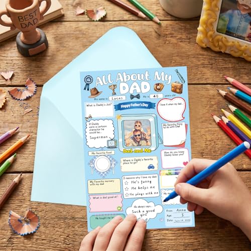 Fill in The Blanks Father's Day Card for Dad from Kids - 5.3 x 8 inch