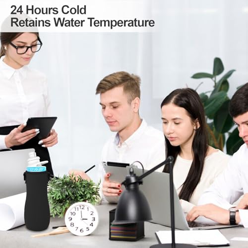 2 Pcs Sleeve Compatible with Cirkul Water Bottle 32oz,Water Bottle Sleeve for Cirkul Tumbler & Stainless Steel,Neoprene Insulated Bottles for Tumbler & Stainless Steel Bottles Accessories(Black)