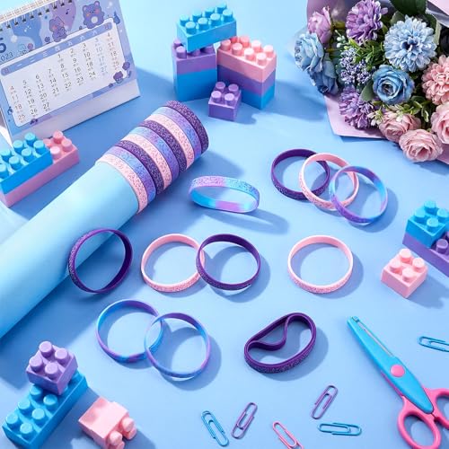 Capoda 24 Pcs Kpop Silicone Wristbands - Purple Music Theme Party Favors