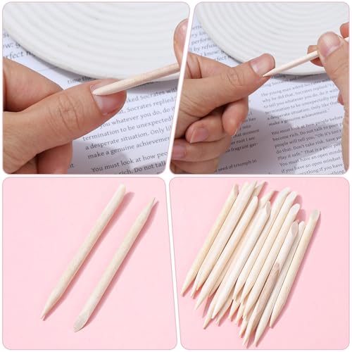 Qulkws Mini Nail File and Wooden Cuticle Pusher Manicure Set - 20 Pcs