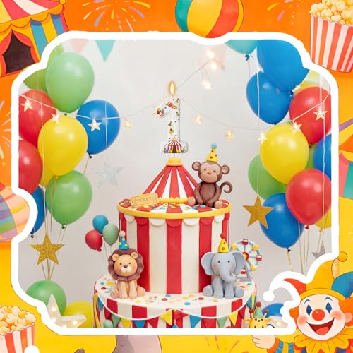 Conelist Carnival Number 1 Cake Topper Candle - Circus Birthday Decoration