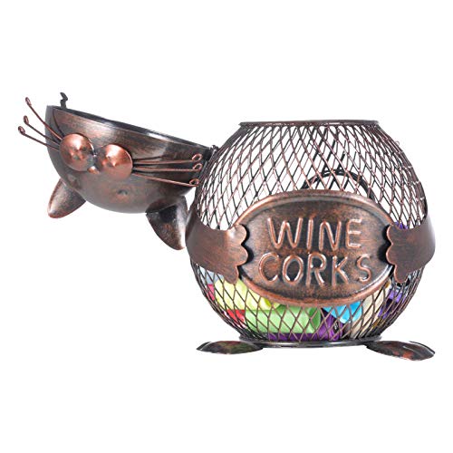 Tooarts Handmade Iron Piggy Bank - Kitten Wine Cork Container