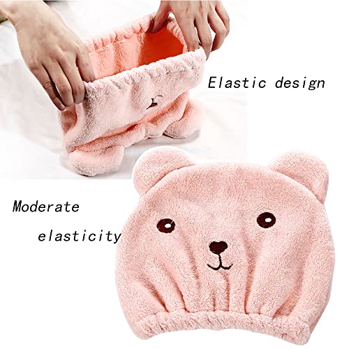 Kids Hair Drying Cap with Ears - Absorbent Microfiber Turban for Shower & Spa
