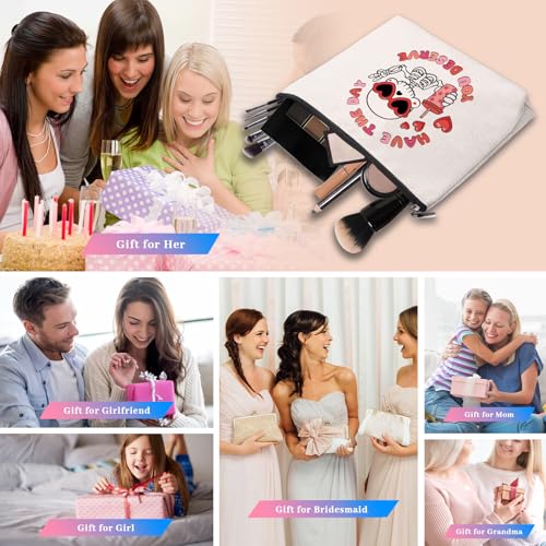 Funny Skeleton Makeup Bag Canvas Zipper Toiletry Pouch for Women
