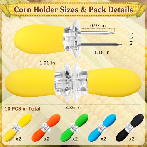 20 Pcs Stainless Steel Corn Cob Holders Set with Silicone Grip