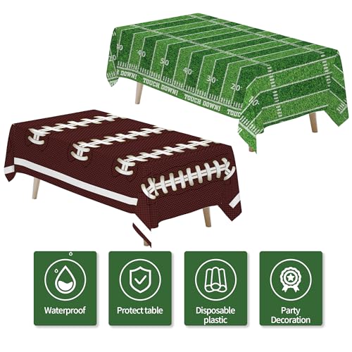 Football Party Tablecloths - 4 Pack, Disposable Table Covers 86 x 55 Inches