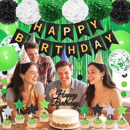 Green and Black Birthday Decorations Kit - 50PCS Party Supplies