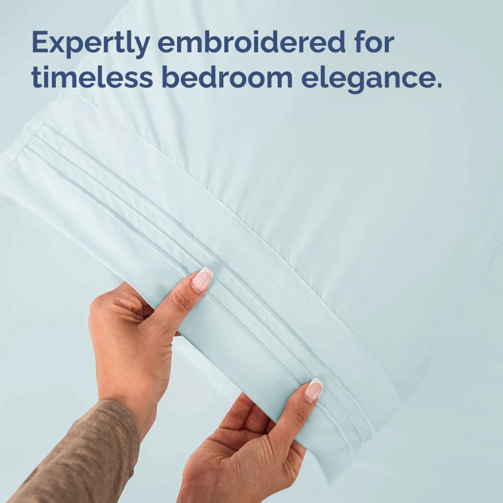 Queen Pillow Cases by [Brand Name] - Ultra Soft Hotel Quality Covers | Wrinkle-Free, Stain Resistant - 10 Piece Set in Ice Blue
