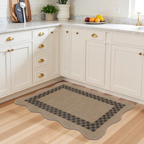 U'Artlines 2'x3' Checkered Indoor Door Mat, Washable Non-Slip Entryway Rug