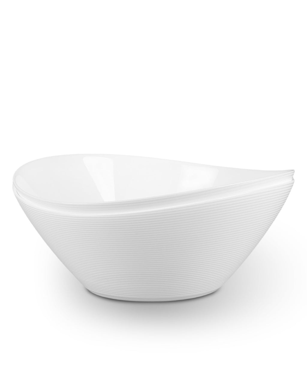 LaGlint 66 OZ Salad Bowl Set of 2, Opal Glass 10 inch Ultra-thin&Lightweight Serving Dishes for Salad, Fruit, Kitchen Microwave & Dishwasher Safe, Oval Shape White