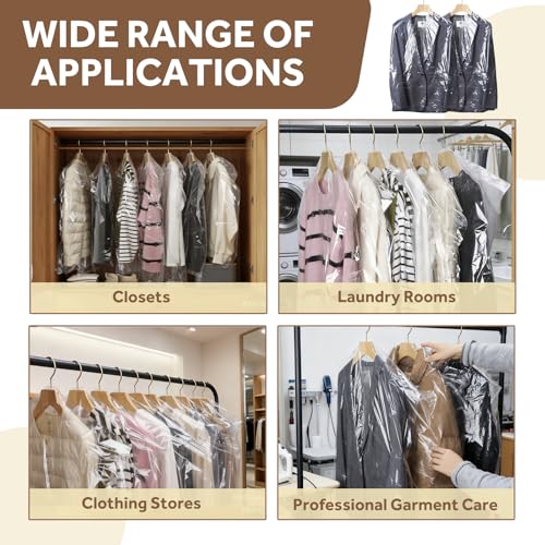 43 Pack Clear Garment Storage Bags for Clothes Dry Cleaning & Organization
