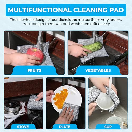 Vivecy 11-Piece Non-Scratch Wire Dishcloth Set - 3-Layer 8.66” Rags