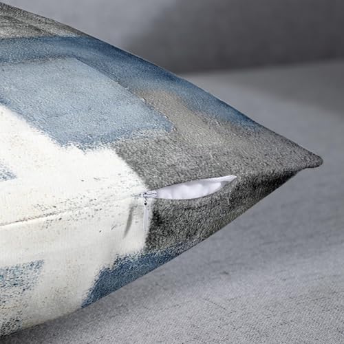 Emvency Abstract Blue & Gray Throw Pillow Covers, 18x18 Inch, Set of 2