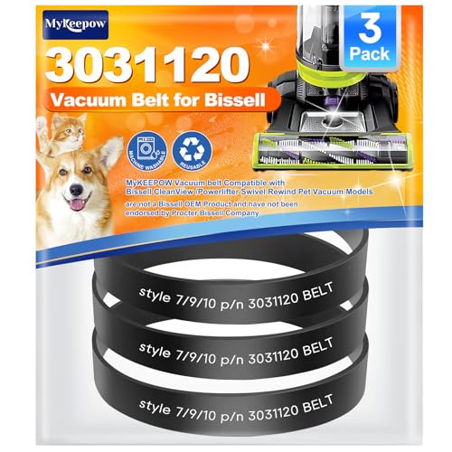 Bissell Vacuum Belts 3031120 - 3 Pack Compatible with Styles 7-16