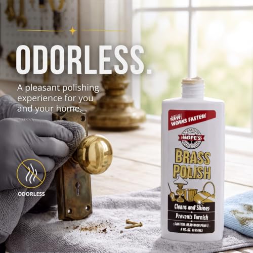 HOPE'S Brass Polish & Cleaner, 8 Fl Oz - Tarnish Remover for Copper, Chrome, Silver