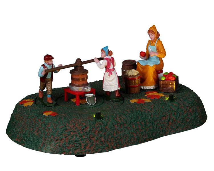 Lemax Village Family Cider Scene - Battery-Operated Holiday Village Accessory