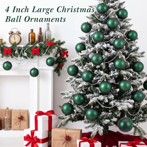 DIY Green Christmas Ornament Balls - 24 Pack 4 Inch Holiday Decor