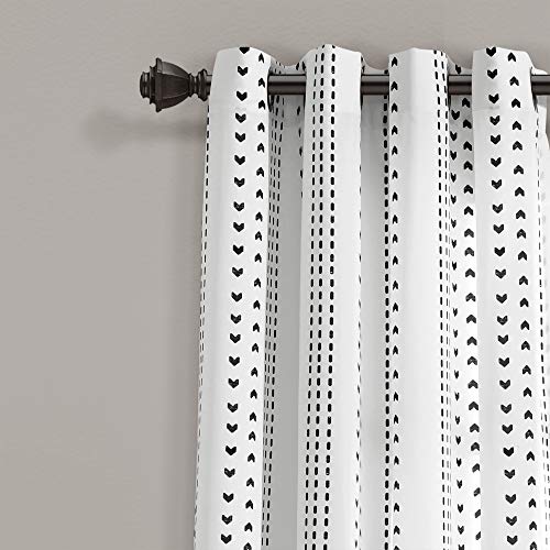 Lush Decor Hygge Stripe Light Filtering Window Curtain Panels Pair 52" W x 84" L Black & White - Striped Curtains for Bedroom - Living Room Curtains