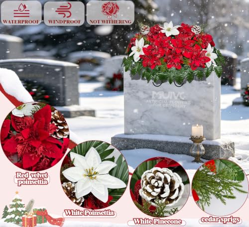 Artificial Cemetery Flower for Grave with Secure Saddle - Christmas & Memorial Decor
