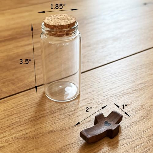 Wooden Cross Fidget Decor with White Baby's Breath in Glass Vial - Christian Gift, Anxiety Relief, Mini Desk & Shelf Decor