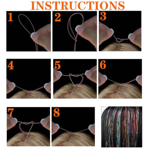 Brown Hair Tinsel Kit with Extension Tools and 1760 Strands Heat Resistant Glitter Fairy Hair