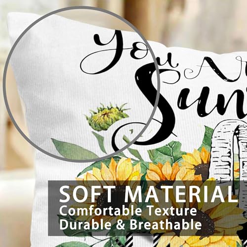 Sunflower Pillow Covers 18x18 (Pack of 4) - Soft Decorative Cushions