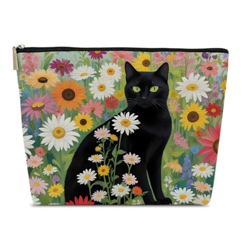 Black Cat Makeup Bag Waterproof Cosmetic Toiletry Pouch for Women
