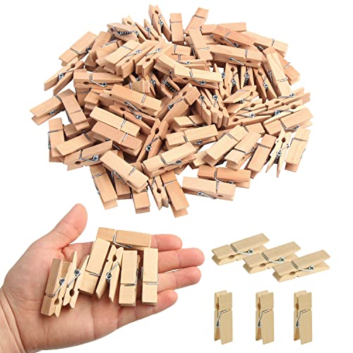 KIMOBER 1.77-Inch Natural Wooden Clothespins - 100PCS Heavy Duty Craft Clips