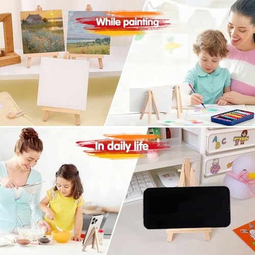 4PCS Mini Wooden Easel Stands for Display & Painting, 9x16cm