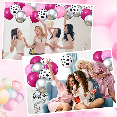 70-Piece Western Cowgirl Theme Balloon Arch Kit - Pink, Rose Red & Cow Print
