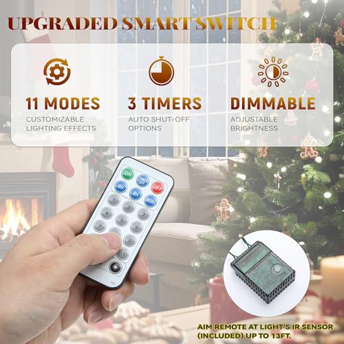 7.5ft Pre-Lit Artificial Christmas Tree with Remote, Hinged Branches, Green - Variation of Green / 7ft 6in