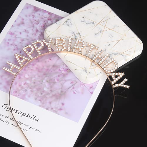 CIEHER Rose Gold Birthday Tiara and Queen Crown Headband