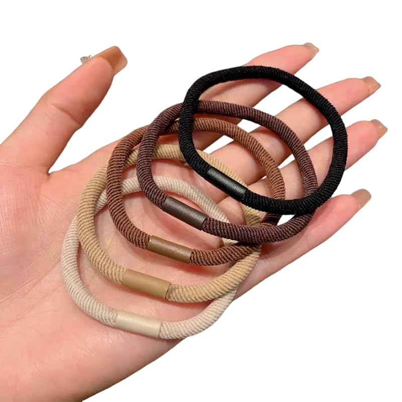 5-Piece Thick Hair Ties for Curly Hair, Soft Elastic Ponytail Holders